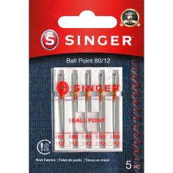 SINGER 80/12 Ball Point Sewing Machine Needles 5pk