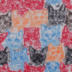 Multicolor Cat Faces Anti Pill Plush Fleece Fabric