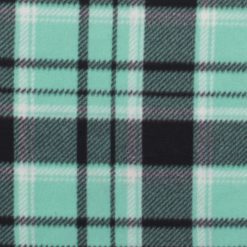 Mint Black Plaid Blizzard Fleece Fabric