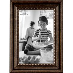 MCS 4 x 6 Espresso   Gold Beaded Scoop Tabletop Picture Frame