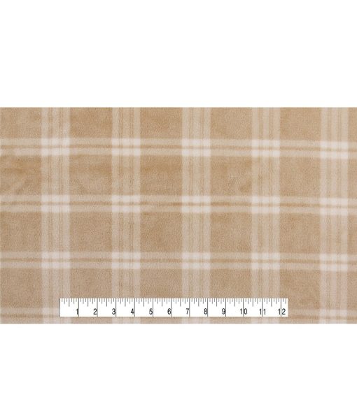 Cream Plaid Sew Lush Fleece Fabric - Image 4