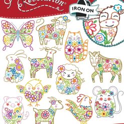 Stitcher s Revolution 7 Floral Farm Friends Iron On Transfers 12ct
