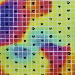Tie Dye Grid Paws Super Snuggle Flannel Fabric