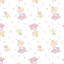 Springs Creative Precious Moments Girl In Flower Field Cotton Fabric