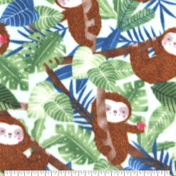 Jungle Sloths Anti Pill Fleece Fabric