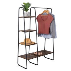Honey Can Do 60lbs Freestanding Metal Clothing Rack With Wood Shelves