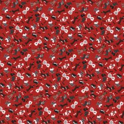 Novelty Cotton Fabric Tossed Dogs On Red