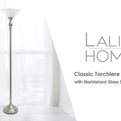 All The Rages Classic 1 Light Floor Lamp with Marbleized Glass Shade