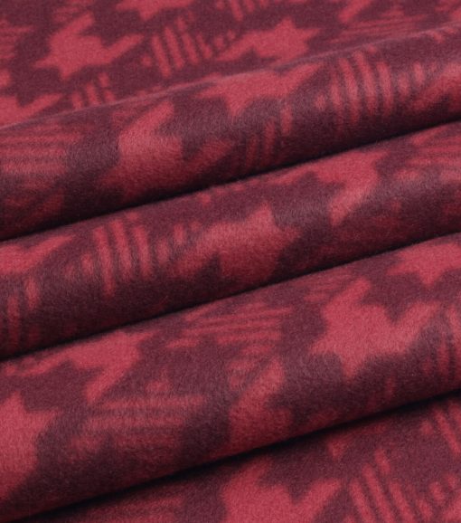 Red Diagonal Houndstooth Blizzard Fleece Fabric - Image 2