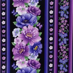Hi Fashion Purple Floral Stripe Premium Cotton Fabric