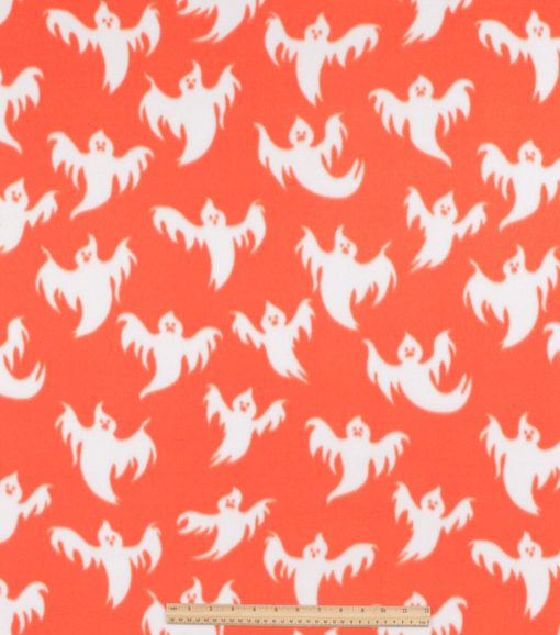 Orange Ghosts Blizzard Fleece Fabric - Image 2