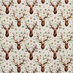 Deer Head Floral Super Snuggle Flannel Fabric
