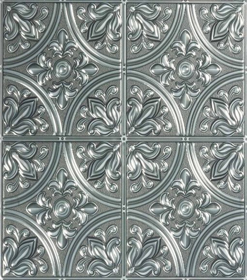 Silver Tin Peel   Stick Tile Backsplash