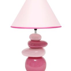 All The Rages 17 Ceramic Stacking Stones Lamp With Pink Fabric Shade