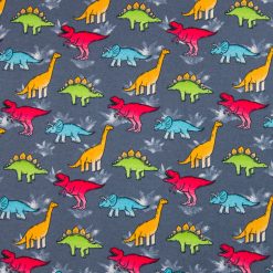 Bright Dinos on Gray Super Snuggle Flannel Fabric