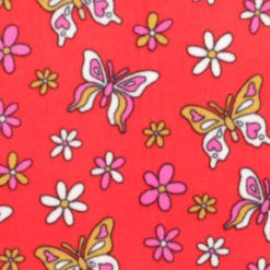 Flowers   Butterflies on Orange Anti Pill Fleece Fabric