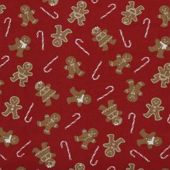 Gingerbread Men on Red Super Snuggle Christmas Flannel Fabric