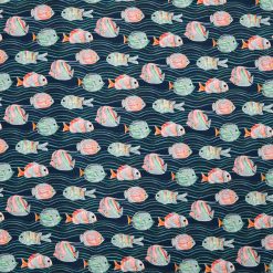 Painted Fish in Waves Super Snuggle Flannel Fabric