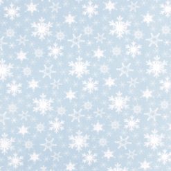 White Snowflakes on Blue Anti Pill Fleece Fabric