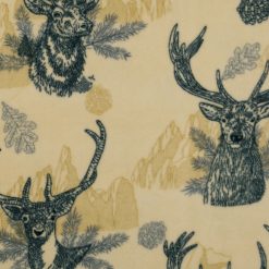 Deer   Mountains on Gold Anti Pill Fleece Fabric