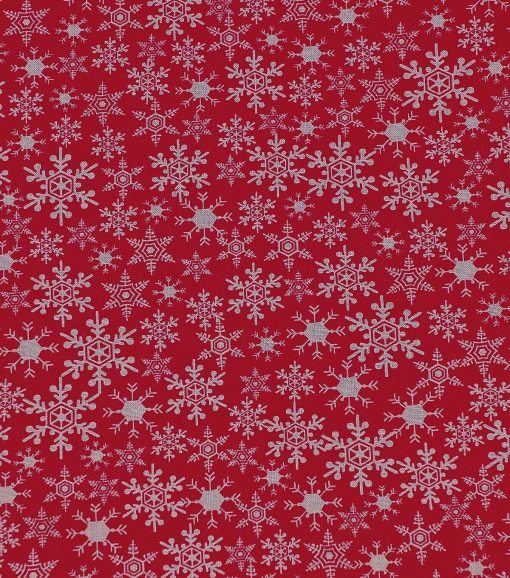 Snowflakes on Red Christmas Cotton Fabric - Image 2