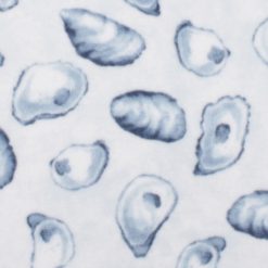 Blue Oysters on White Anti Pill Fleece Fabric