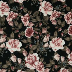 Night Blooms Floral On Black Luxe Fleece Fabric