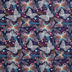 Butterfly Outline Navy Super Snuggle Flannel Fabric
