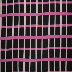 Pink Squiggle Lines on Black Quilt Cotton Fabric by Quilter s Showcase