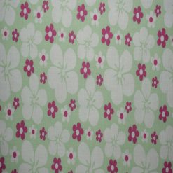 White   Pink Floral on Mint Quilt Cotton Fabric by Quilter s Showcase