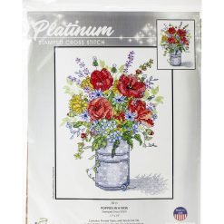 Janlynn 11 x 14 Poppies in a Vase Stamped Cross Stitch Kit