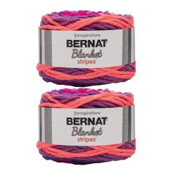Bernat Blanket Stripes 220yds Super Bulky Polyester Yarn 2 Bundle