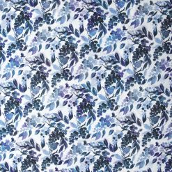 Blue Watercolor Leaves   Birds Quilt Cotton Fabric by Keepsake Calico