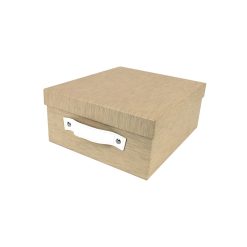 13 Tan Heather Pattern Rectangle Box With Lid   Carrying Handles