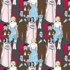 Munsters Cast Packed Halloween Cotton Fabric