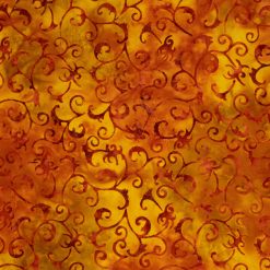 Orange   Yellow Scroll Batik Cotton Fabric