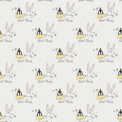 Looney Tunes Bugs Daffy White Flannel Fabric