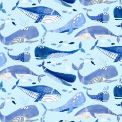 Super Snuggle Flannel Fabric Whales