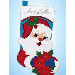 Design Works 18 Santa With Poinsettias Felt Stocking Embroidery Kit