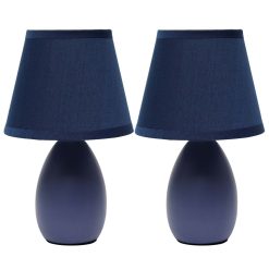All The Rages 10 Ceramic Petite Oblong Desk Lamp With Fabric Shade 2pk