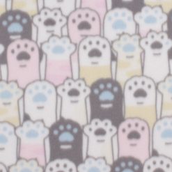 White   Pink Cat Paw Prints Blizzard Fleece Fabric
