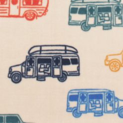 Multicolor Campers on Beige Anti Pill Fleece Fabric