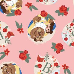 Beauty And The Beast Badges Fleece Fabric
