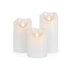 3ct LED White Assorted Size Wave Edge Pillar Candles by Hudson 43 - 1