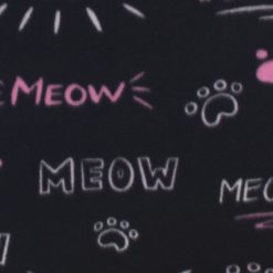 Meow Paw Prints on Black Blizzard Fleece Fabric