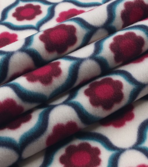 Geometric With Daisies Blizzard Fleece Fabric - Image 3