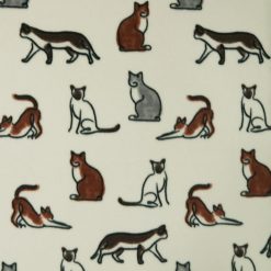 Multiple Sketched Cats on Ivory Anti Pill Fleece Fabric