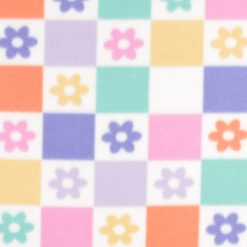 Multi Checkered Floral Blizzard Prints Fleece Fabric