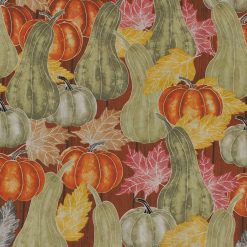 Sketch Pumpkin On Wood Harvest Cotton Fabric