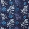 Blue Textured Leaves Luxe Flannel Fabric